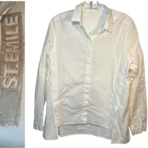 ST EMILE womans button front shirt XL white cotton structured modern classic